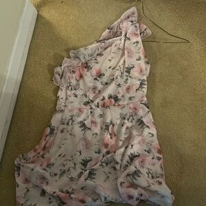 Pink shien one shoulder flower dress